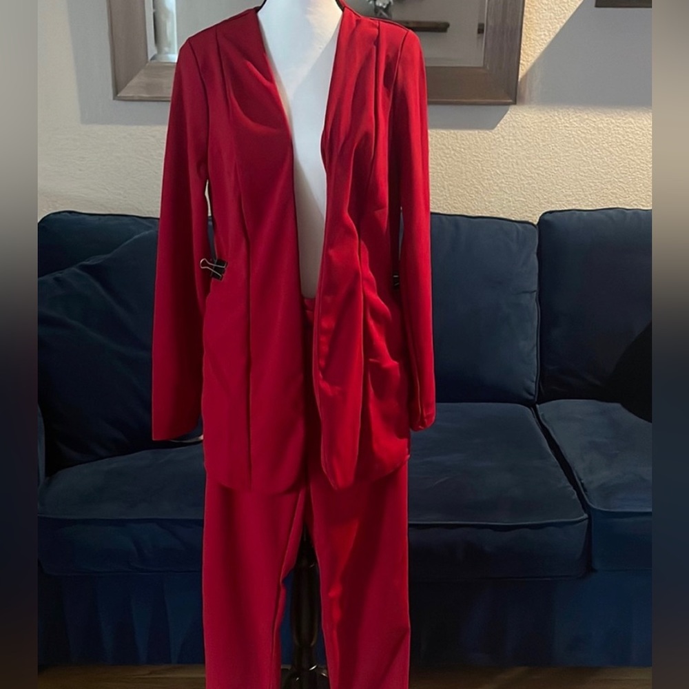 Fashion Nova Blazer Set- Red